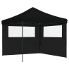 Tente de réception pliable escamotable 2 parois latérales noir 