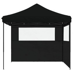 Tente de réception pliable escamotable 2 parois latérales noir 