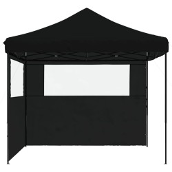 Tente de réception pliable escamotable 2 parois latérales noir 