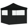 Tente de réception pliable escamotable 2 parois latérales noir 