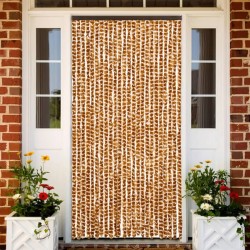 Rideau anti-mouches ocre et blanc 100x200 cm chenille 