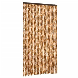Rideau anti-mouches ocre et blanc 100x200 cm chenille 