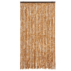 Rideau anti-mouches ocre et blanc 100x200 cm chenille 