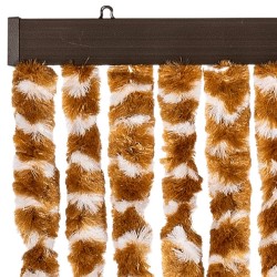Rideau anti-mouches ocre et blanc 100x200 cm chenille 