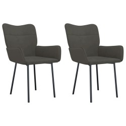 Chaises à manger lot de 2 Gris foncé Velours 