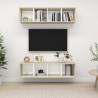 Meubles TV muraux 2 pcs Blanc et chêne sonoma Bois d'ingénierie 