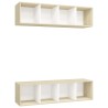 Meubles TV muraux 2 pcs Blanc et chêne sonoma Bois d'ingénierie 