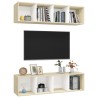Meubles TV muraux 2 pcs Blanc et chêne sonoma Bois d'ingénierie 