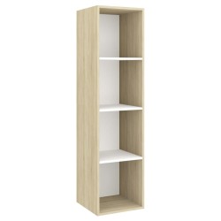 Meubles TV muraux 2 pcs Blanc et chêne sonoma Bois d'ingénierie 