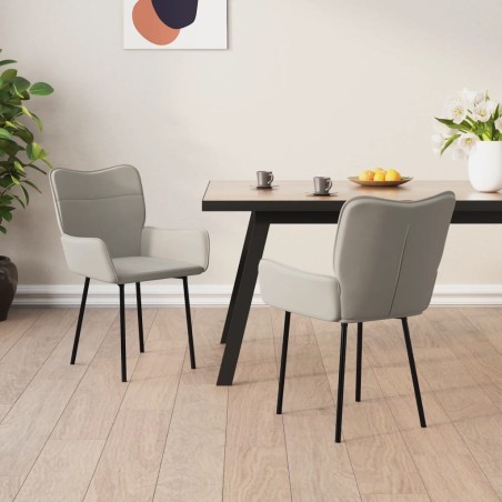 Chaises à manger lot de 2 Gris clair Velours 