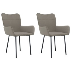 Chaises à manger lot de 2 Gris clair Velours 