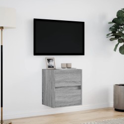 Meuble TV mural avec lumières LED sonoma gris 41x31x45 cm 