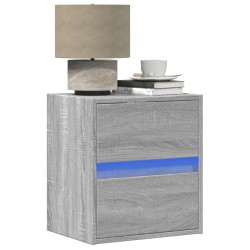 Table de chevet murale avec lumières LED sonoma gris 