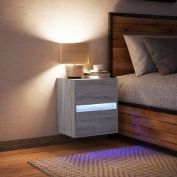 Table de chevet murale avec lumières LED sonoma gris 