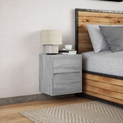 Table de chevet murale avec lumières LED sonoma gris 