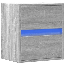 Table de chevet murale avec lumières LED sonoma gris 