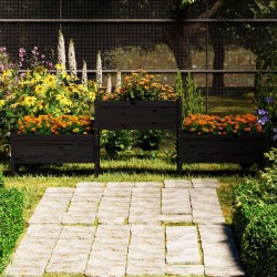 Jardinière Noir 245,5x44x75 cm Bois massif de pin 