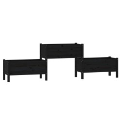 Jardinière Noir 245,5x44x75 cm Bois massif de pin 