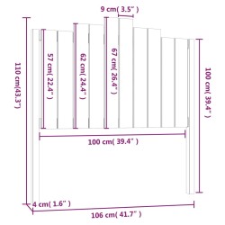 Tête de lit 106x4x110 cm Bois massif de pin 
