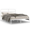 Cadre de lit métal sans matelas et tête de lit blanc 150x200 cm 