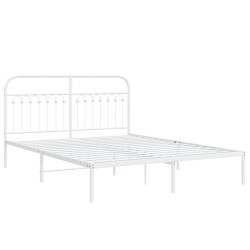 Cadre de lit métal sans matelas et tête de lit blanc 150x200 cm 
