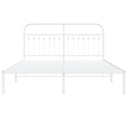Cadre de lit métal sans matelas et tête de lit blanc 150x200 cm 
