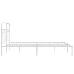 Cadre de lit métal sans matelas et tête de lit blanc 150x200 cm 