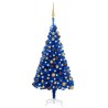 Arbre de Noël artificiel pré-éclairé et boules bleu 120 cm PVC 