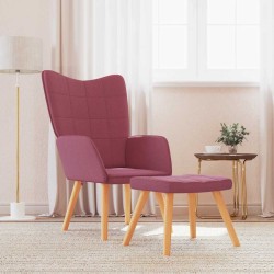 Chaise de relaxation avec tabouret Rouge bordeaux Tissu 