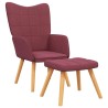 Chaise de relaxation avec tabouret Rouge bordeaux Tissu 