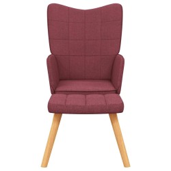 Chaise de relaxation avec tabouret Rouge bordeaux Tissu 