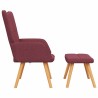 Chaise de relaxation avec tabouret Rouge bordeaux Tissu 