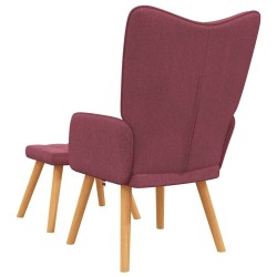 Chaise de relaxation avec tabouret Rouge bordeaux Tissu 