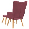 Chaise de relaxation avec tabouret Rouge bordeaux Tissu 