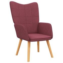 Chaise de relaxation avec tabouret Rouge bordeaux Tissu 