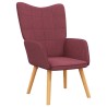 Chaise de relaxation avec tabouret Rouge bordeaux Tissu 