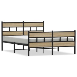 Cadre de lit en métal sans matelas chêne sonoma 135x190 cm 