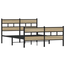 Cadre de lit en métal sans matelas chêne sonoma 135x190 cm 