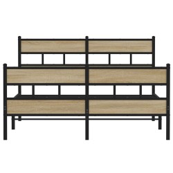 Cadre de lit en métal sans matelas chêne sonoma 135x190 cm 