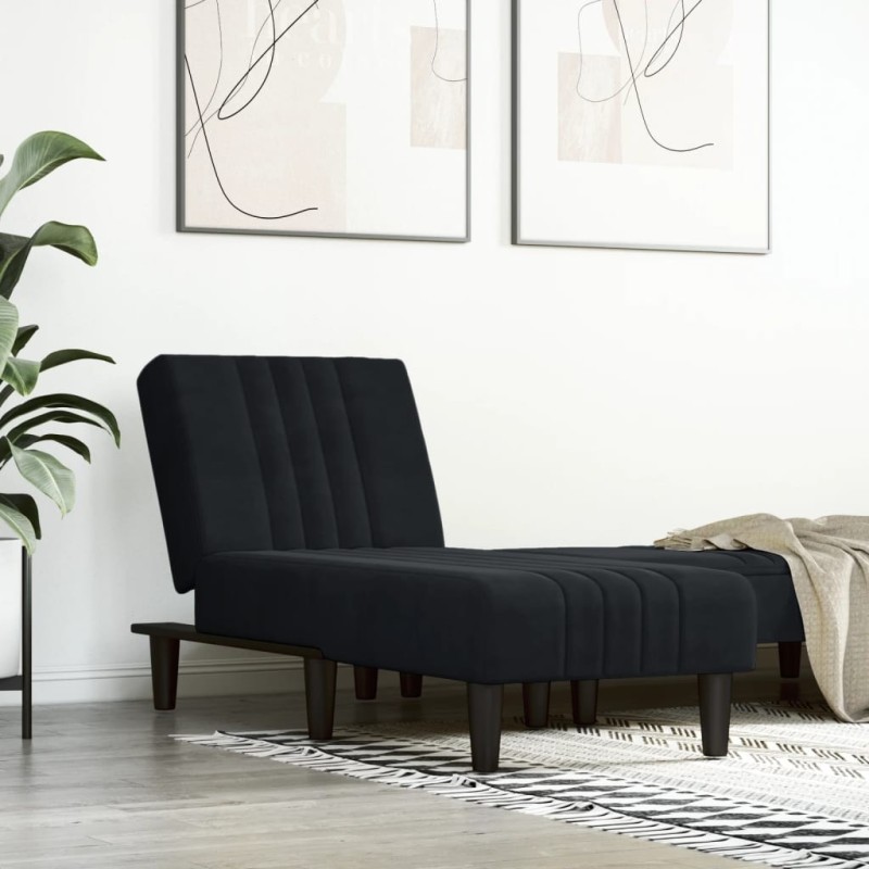 Chaise longue noir velours 