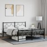 Cadre de lit métal sans matelas avec pied de lit noir 150x200cm 