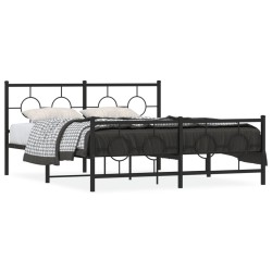Cadre de lit métal sans matelas avec pied de lit noir 150x200cm 