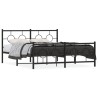 Cadre de lit métal sans matelas avec pied de lit noir 150x200cm 