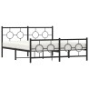 Cadre de lit métal sans matelas avec pied de lit noir 150x200cm 