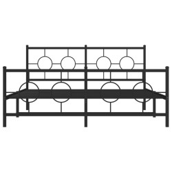 Cadre de lit métal sans matelas avec pied de lit noir 150x200cm 