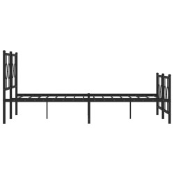 Cadre de lit métal sans matelas avec pied de lit noir 150x200cm 