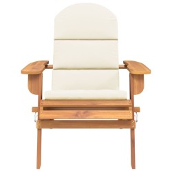 Chaise de jardin Adirondack avec coussins bois massif d'acacia 