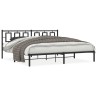 Cadre de lit métal sans matelas avec tête de lit noir 200x200cm 