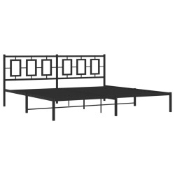 Cadre de lit métal sans matelas avec tête de lit noir 200x200cm 