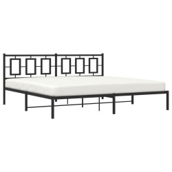 Cadre de lit métal sans matelas avec tête de lit noir 200x200cm 